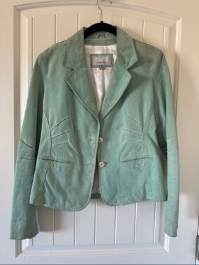 Wilsons Leather Vintage Mint Green Suede Blazer